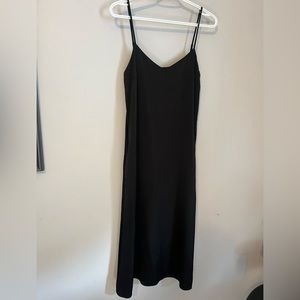 Uniqlo black satin slip dress